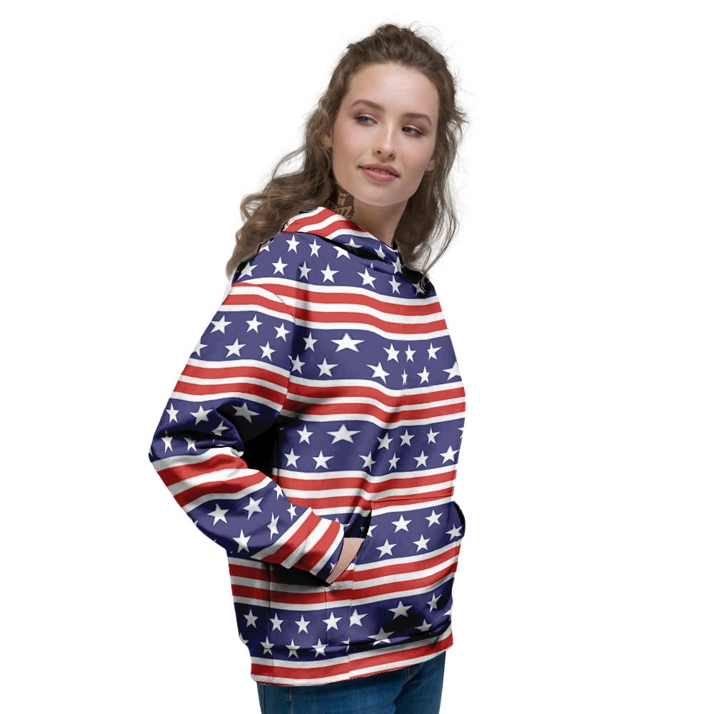 Striped USA Print Pattern Women's Hoodie-grizzshop