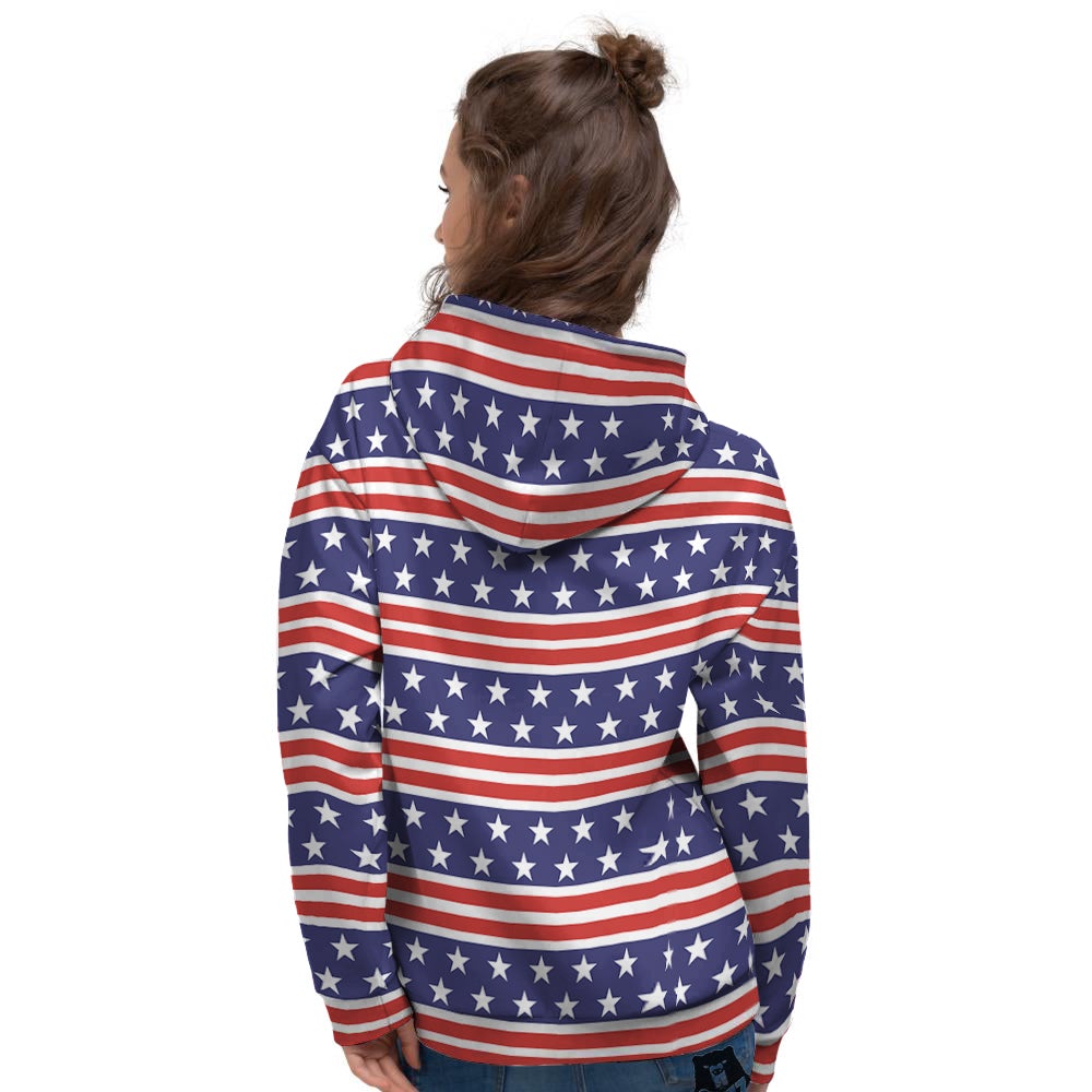 Striped USA Print Pattern Women's Hoodie-grizzshop