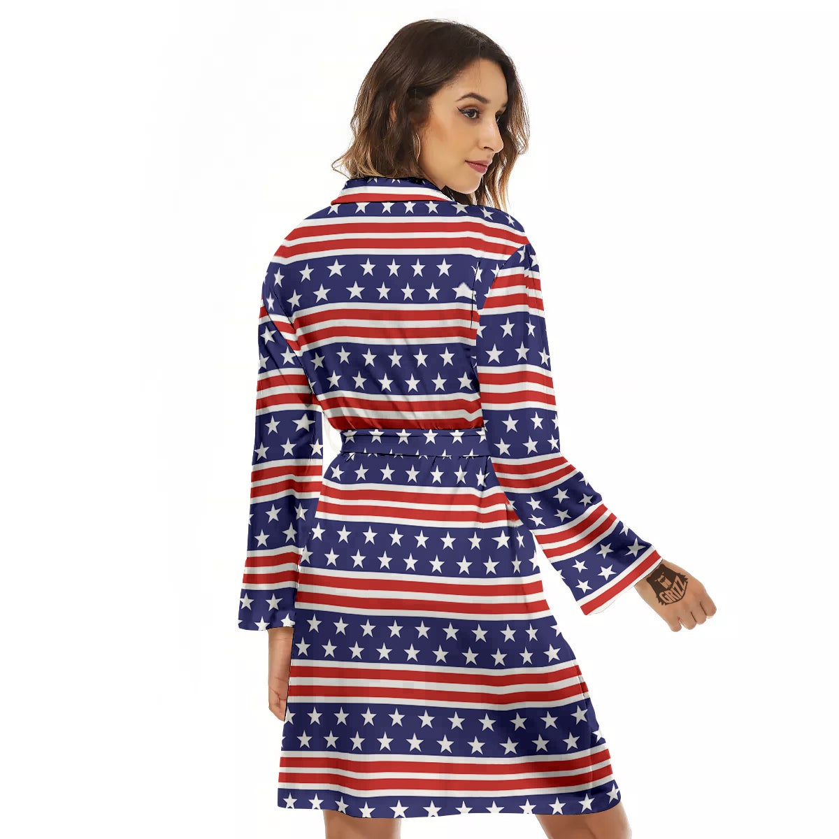 Striped USA Print Pattern Women's Robe-grizzshop