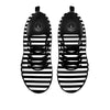 Striped White And Black Print Pattern Black Sneaker-grizzshop