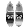 Striped White And Black Print Pattern White Athletic Shoes-grizzshop