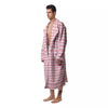 Striped White And Pink Print Pattern Men's Robe-grizzshop