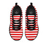 Striped White And Red Print Pattern Black Sneaker-grizzshop