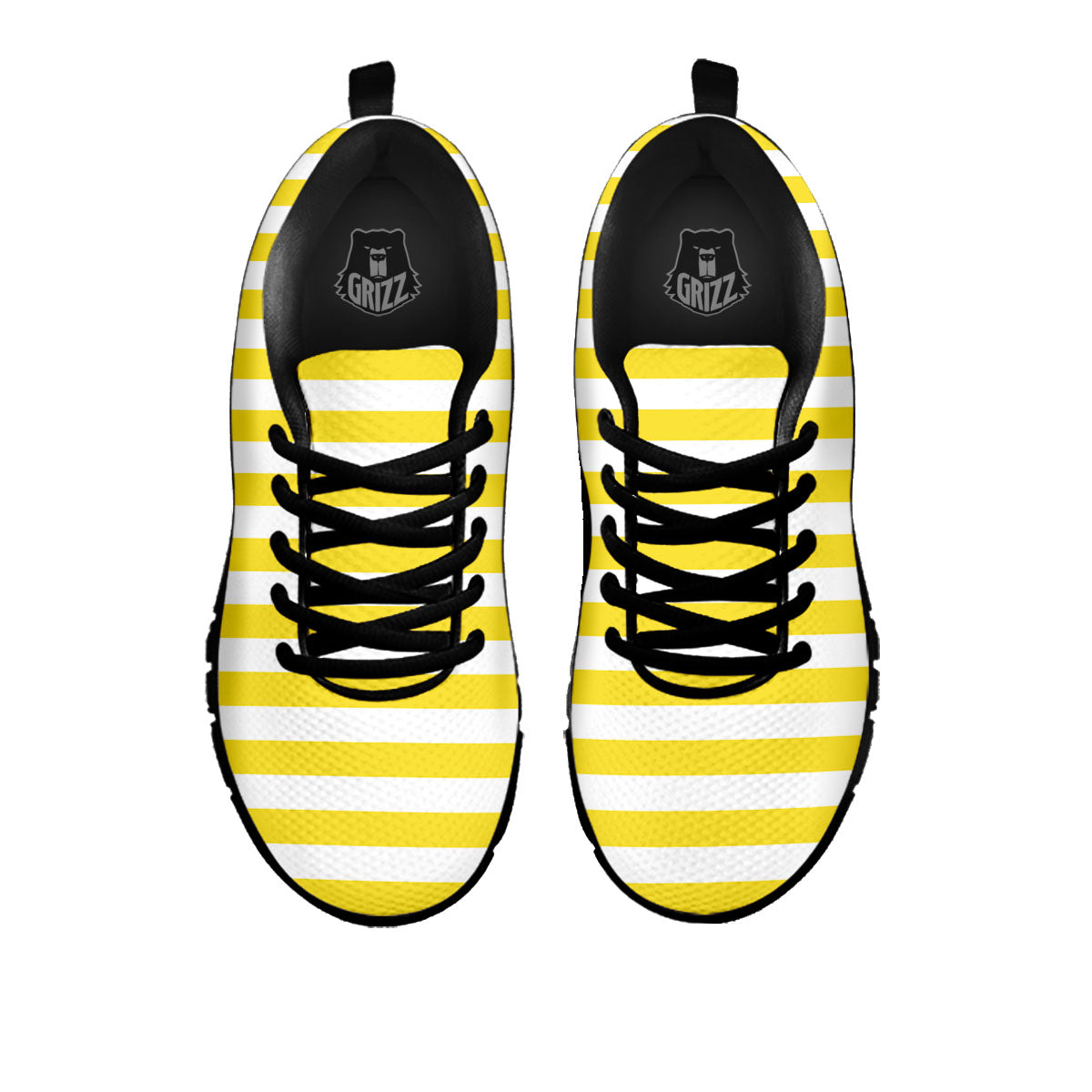 Striped Yellow Print Pattern Black Sneaker-grizzshop