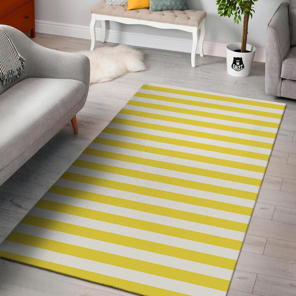 Striped Yellow Print Pattern Floor Mat-grizzshop
