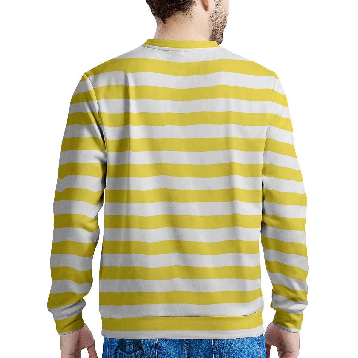 Striped Yellow Print Pattern Men's Sweatshirt-grizzshop