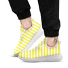 Striped Yellow Print Pattern White Athletic Shoes-grizzshop