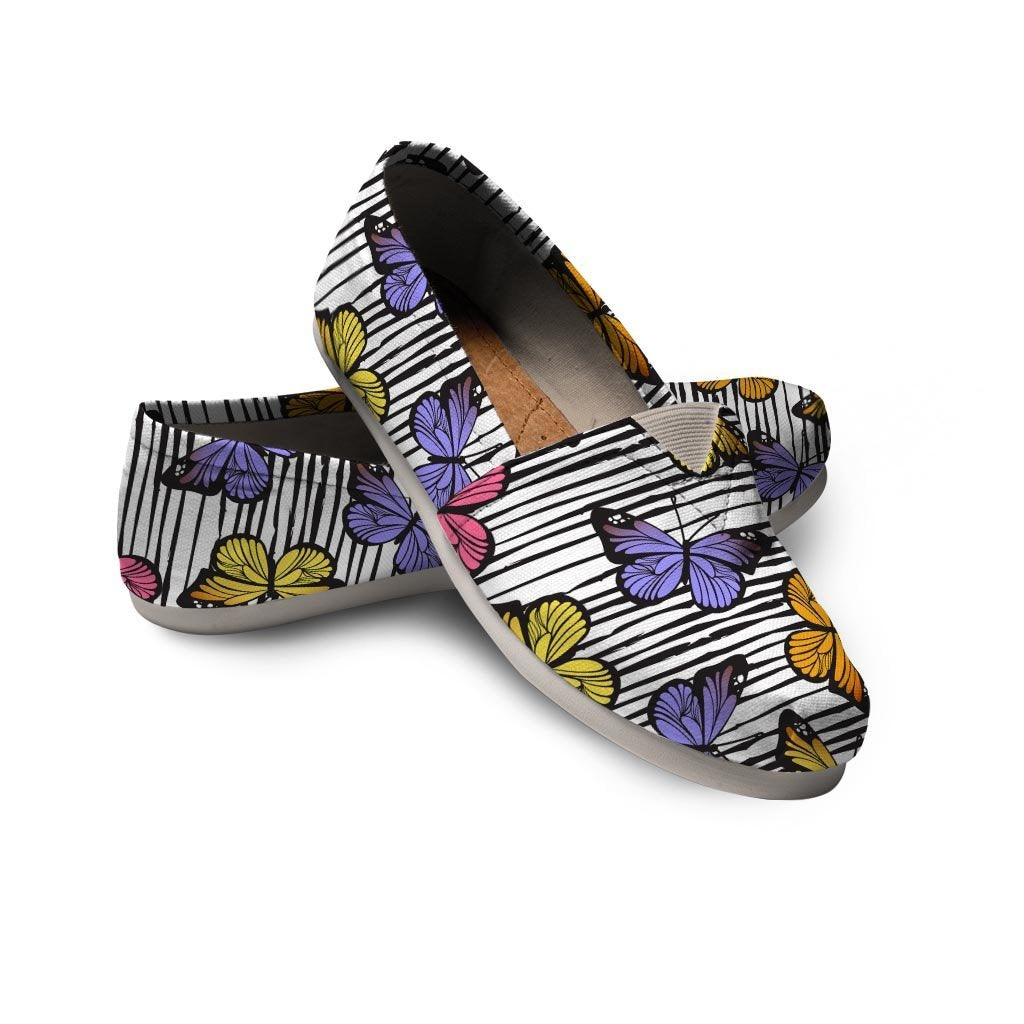 Striped Butterfly Print Canvas Shoes-grizzshop