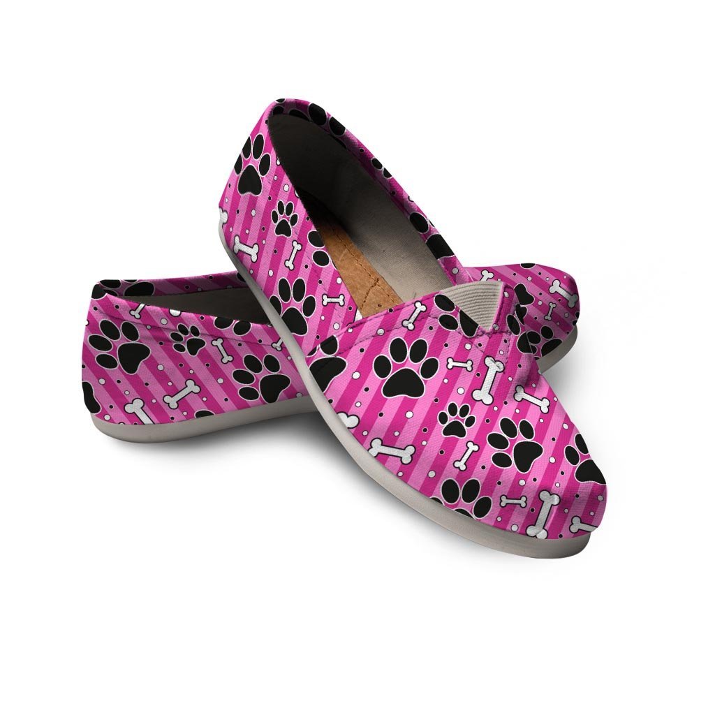 Striped Pink Paw Canvas Shoes-grizzshop