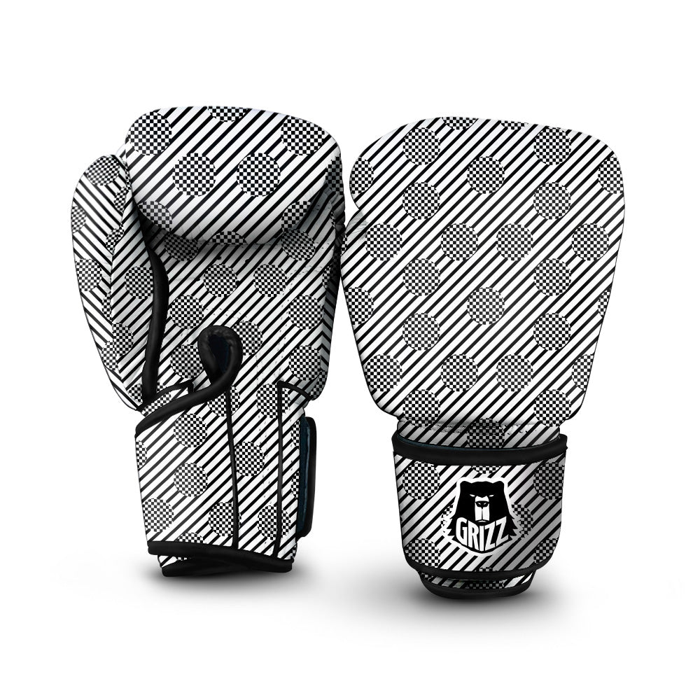 Stripes And Checkered Polka Dots Print Pattern Boxing Gloves-grizzshop
