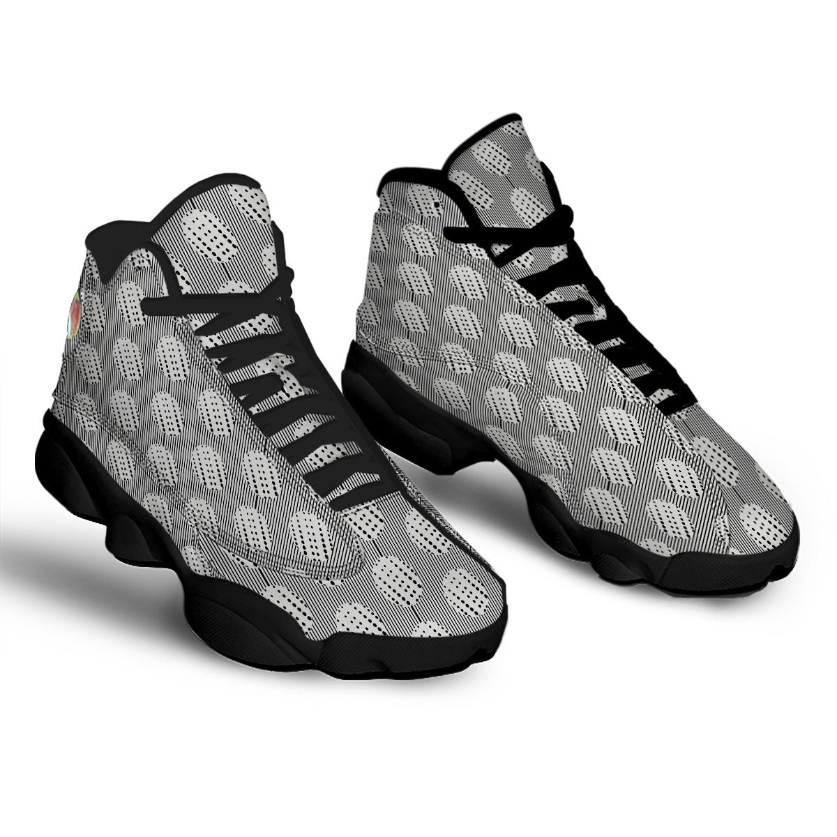 Stripes And Polka Dot Print Pattern Black Basketball Shoes-grizzshop