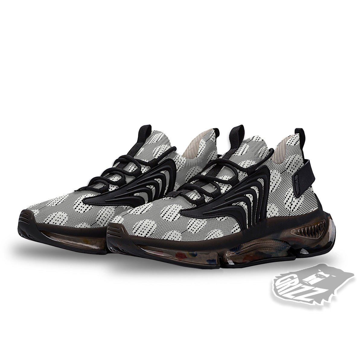 Stripes And Polka Dot Print Pattern Black Gym Shoes-grizzshop