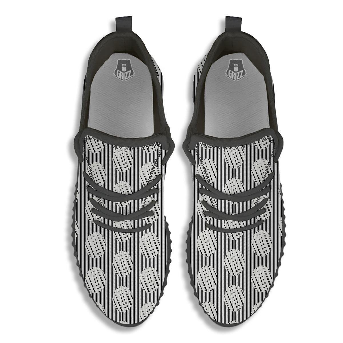 Stripes And Polka Dot Print Pattern Black Walking Shoes-grizzshop