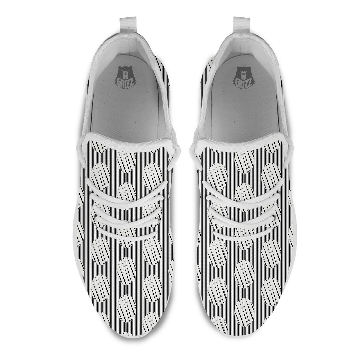 Stripes And Polka Dot Print Pattern White Athletic Shoes-grizzshop