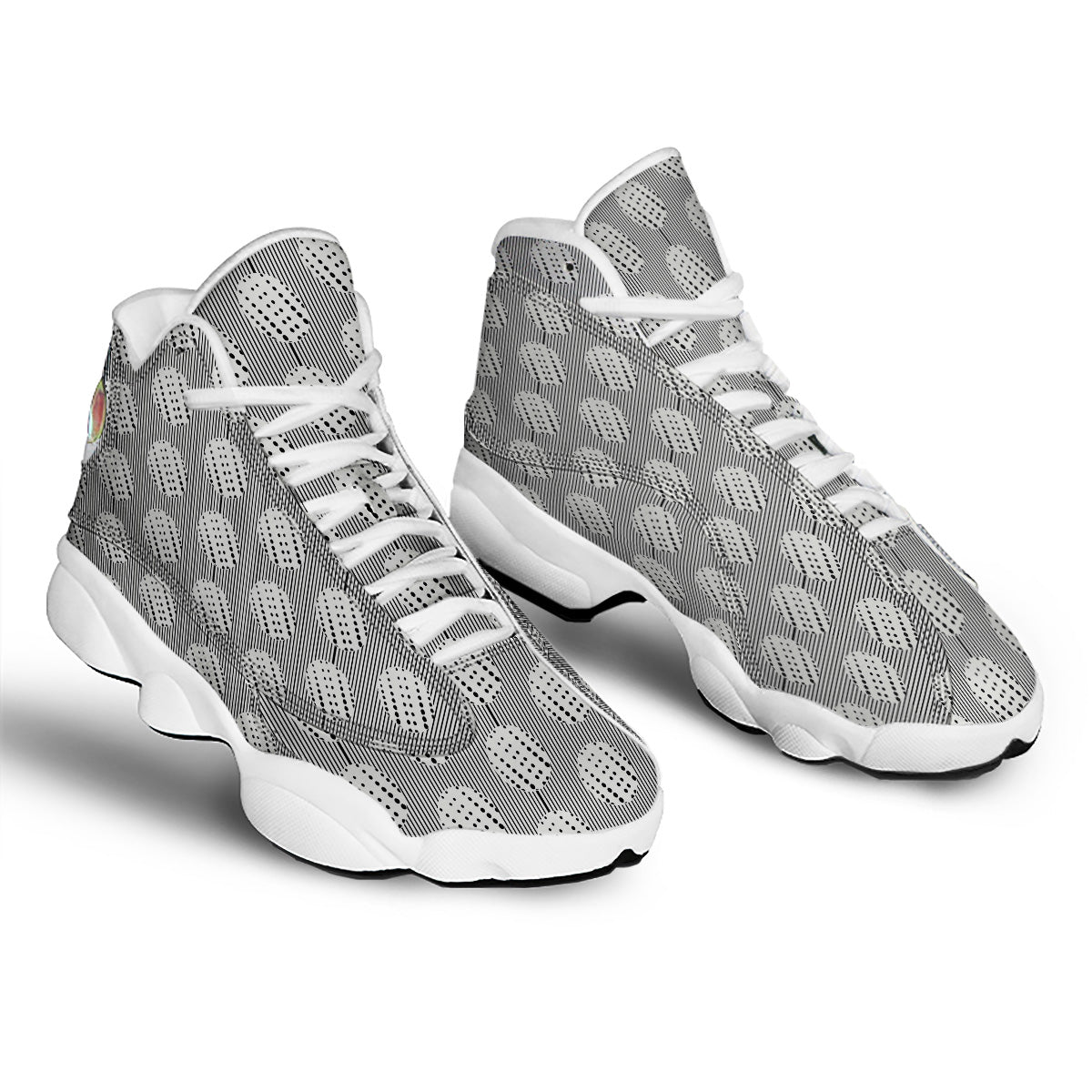 Stripes And Polka Dot Print Pattern White Basketball Shoes-grizzshop