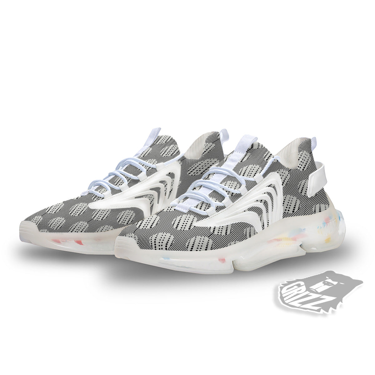 Stripes And Polka Dot Print Pattern White Gym Shoes-grizzshop