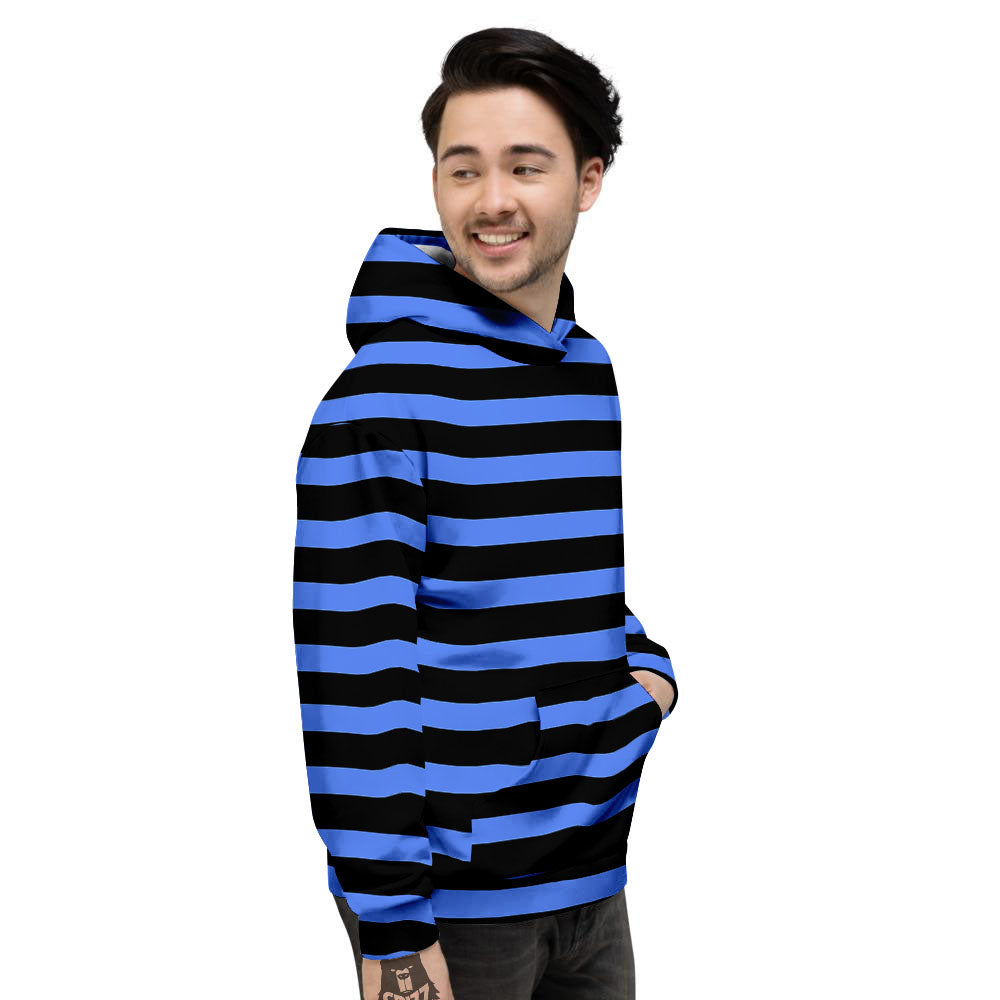 Stripes Black And Blue Print Pattern Men's Hoodie-grizzshop