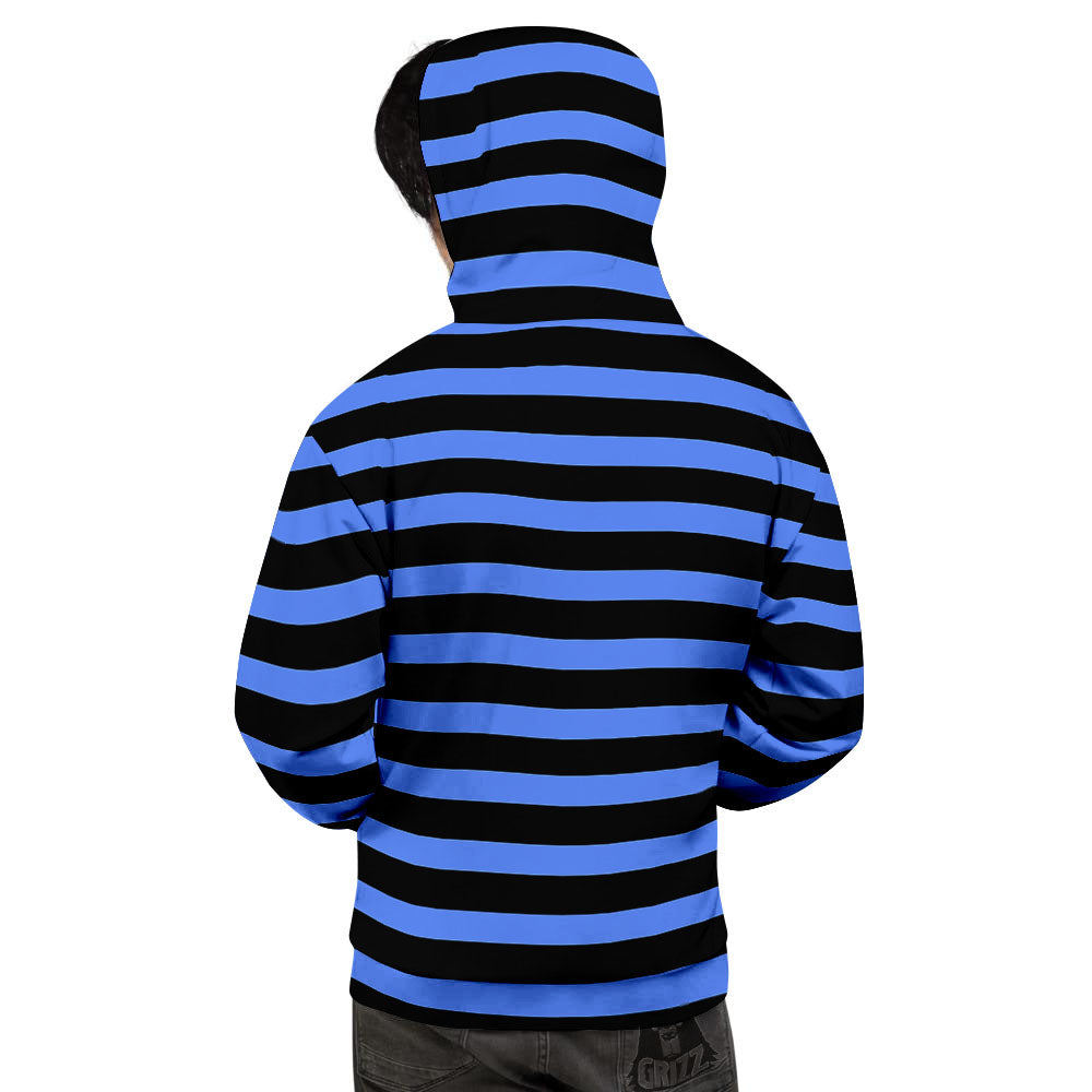 Stripes Black And Blue Print Pattern Men's Hoodie-grizzshop