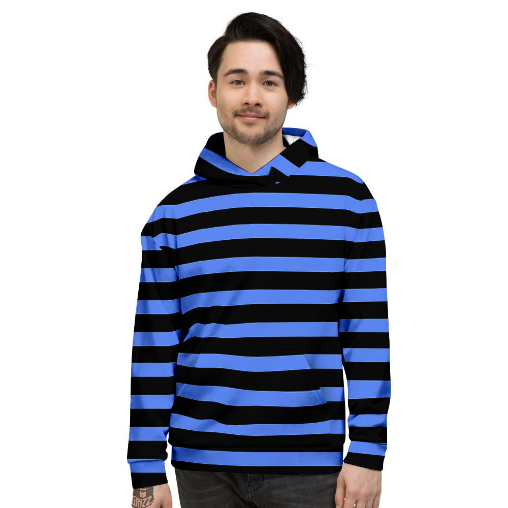 Stripes Black And Blue Print Pattern Men's Hoodie-grizzshop