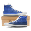 Stripes Black And Blue Print Pattern White High Top Shoes-grizzshop