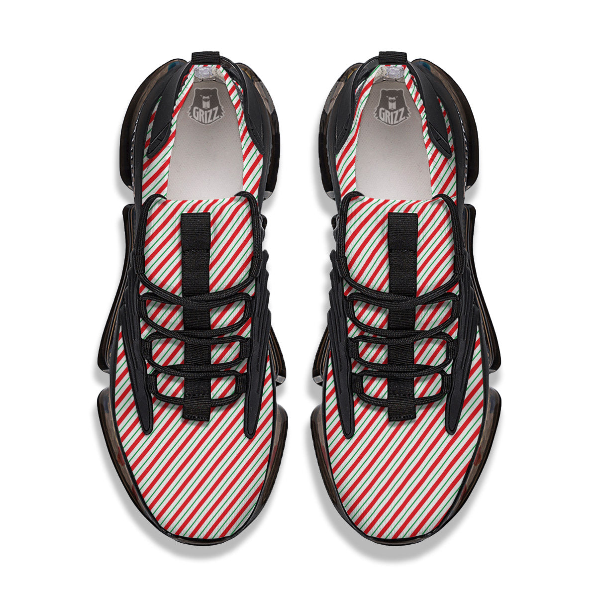 Stripes Candy Cane Print Pattern Black Gym Shoes-grizzshop