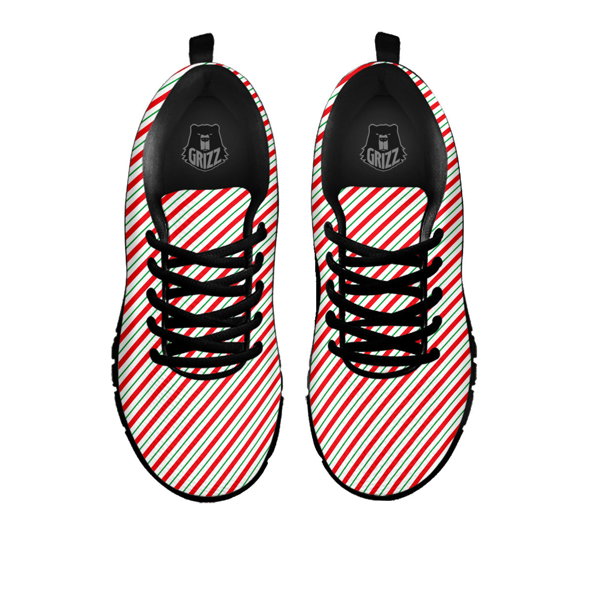 Stripes Candy Cane Print Pattern Black Sneaker-grizzshop