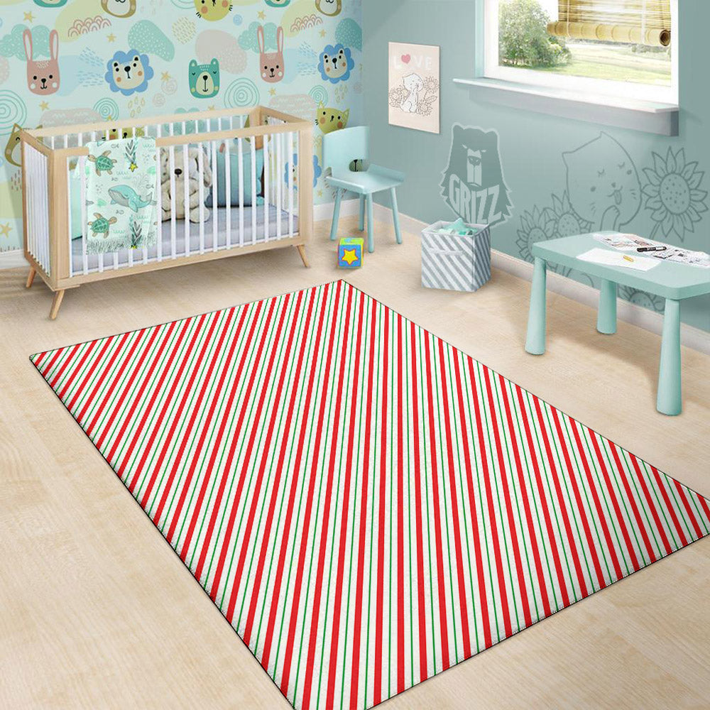 Stripes Candy Cane Print Pattern Floor Mat-grizzshop