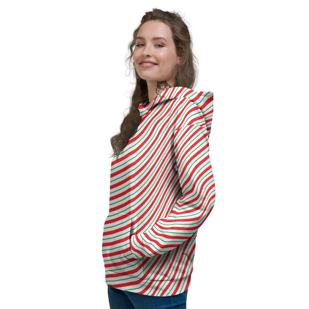 Stripes Candy Cane Print Pattern Women's Hoodie-grizzshop