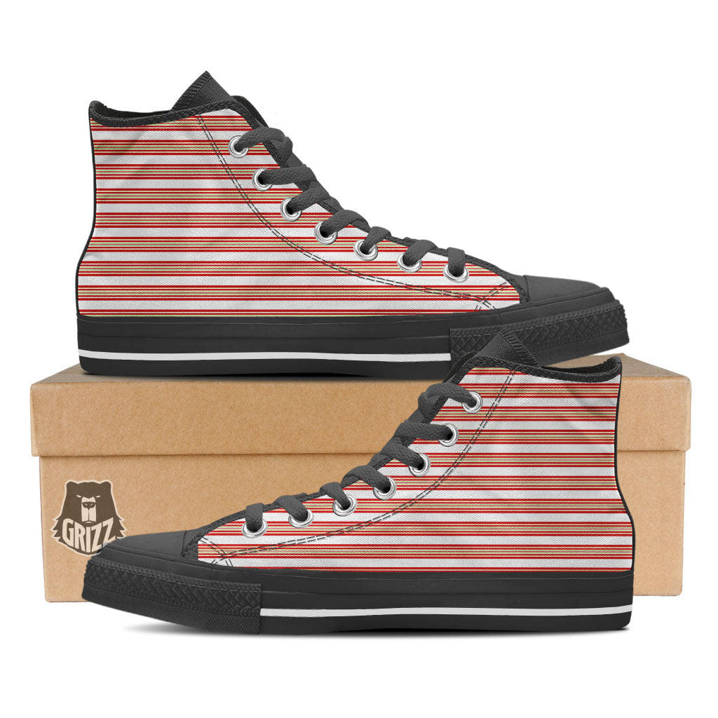 Stripes Merry Christmas Print Pattern High Top Shoes-grizzshop