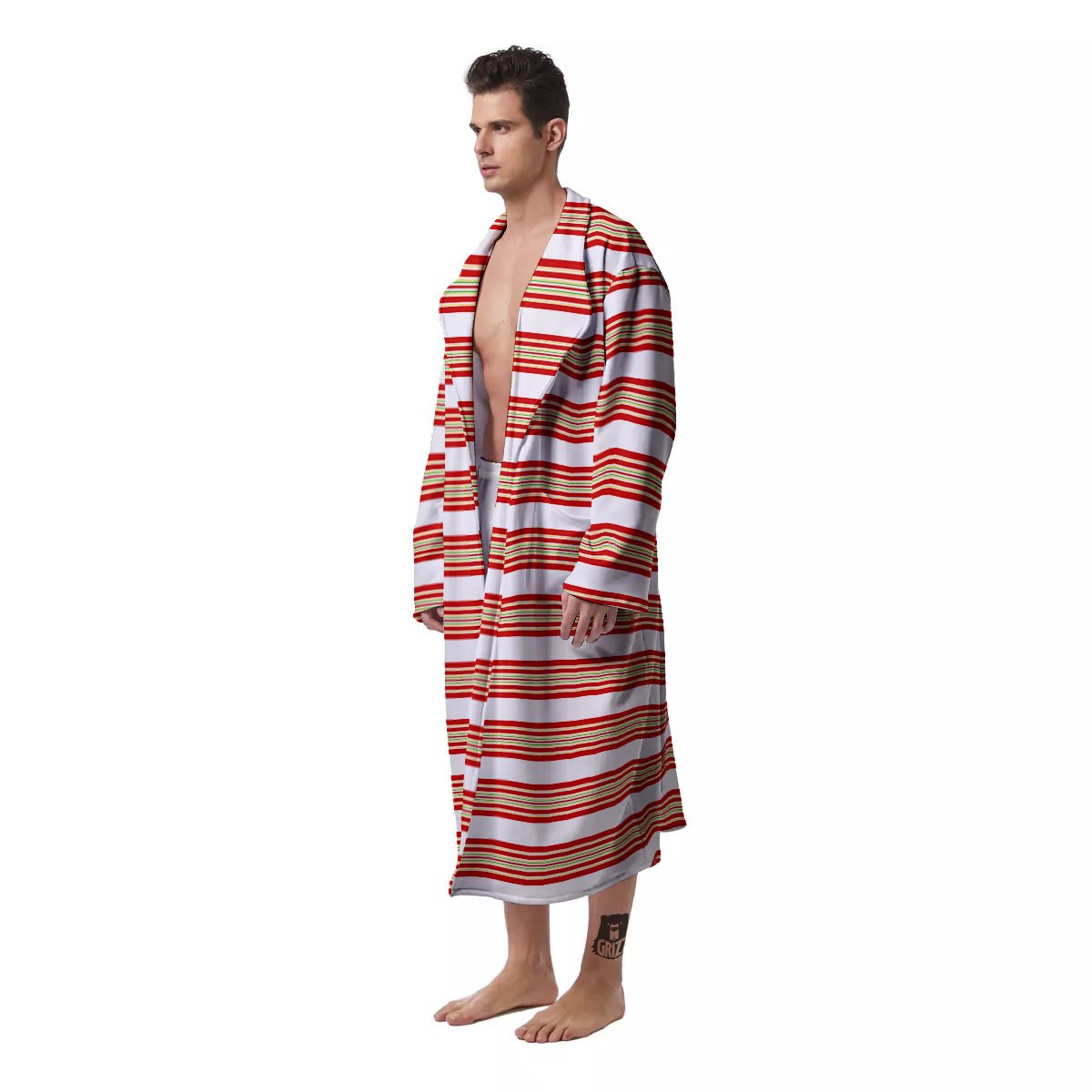 Stripes Merry Christmas Print Pattern Men's Robe-grizzshop