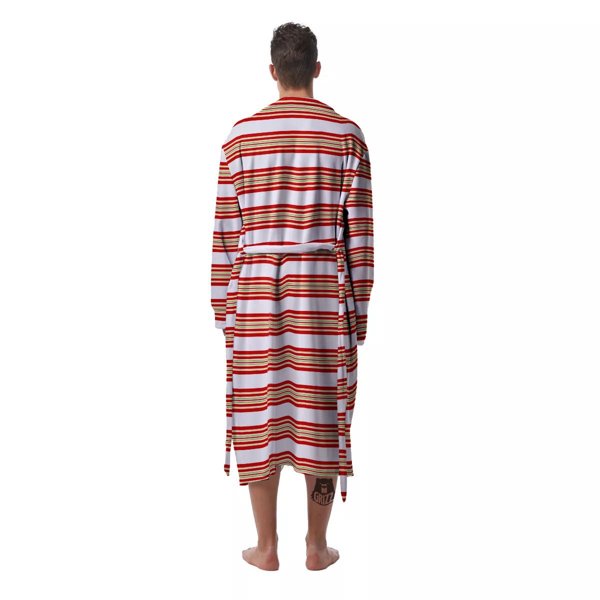 Stripes Merry Christmas Print Pattern Men's Robe-grizzshop