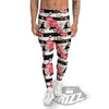 Stripes Peony And Roses Print Pattern Men's Leggings-grizzshop