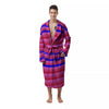 Stripes Pink Red And Blue Print Men's Robe-grizzshop