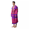 Stripes Pink Red And Blue Print Men's Robe-grizzshop