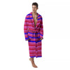 Stripes Pink Red And Blue Print Men's Robe-grizzshop