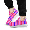 Stripes Pink Red And Blue Print White Athletic Shoes-grizzshop