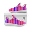 Stripes Pink Red And Blue Print White Athletic Shoes-grizzshop