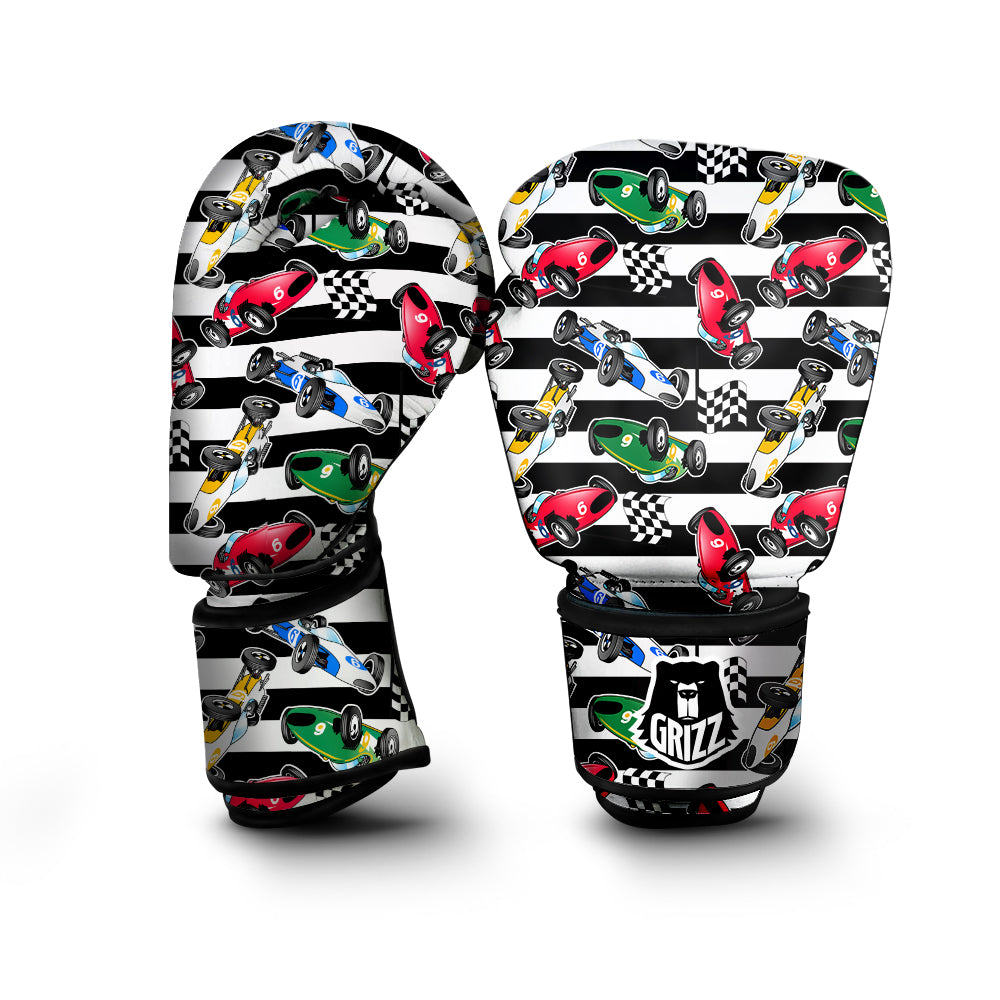 Stripes Racing Cars Print Pattern Boxing Gloves-grizzshop