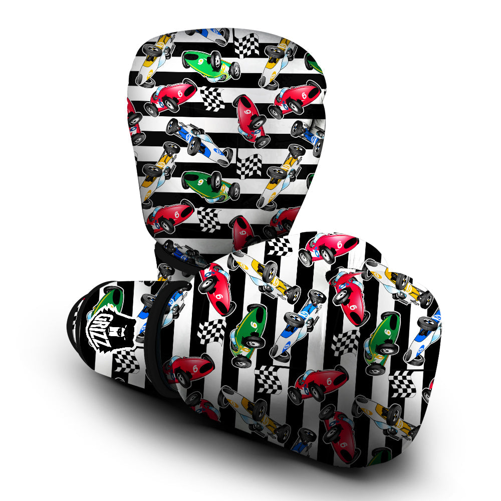 Stripes Racing Cars Print Pattern Boxing Gloves-grizzshop