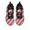 Stripes Xmas Candy Cane Print Pattern Black Sneaker-grizzshop