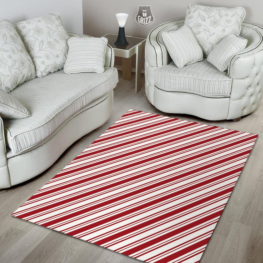 Stripes Xmas Candy Cane Print Pattern Floor Mat-grizzshop