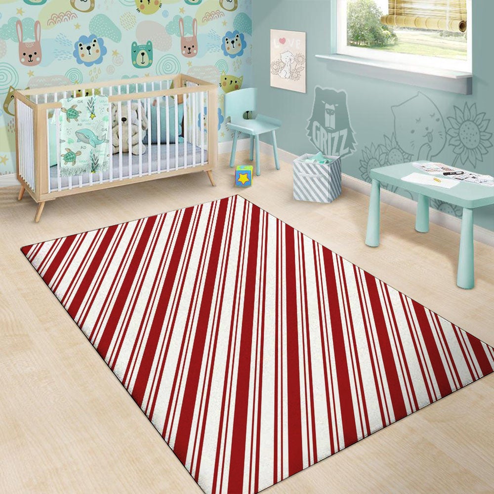 Stripes Xmas Candy Cane Print Pattern Floor Mat-grizzshop