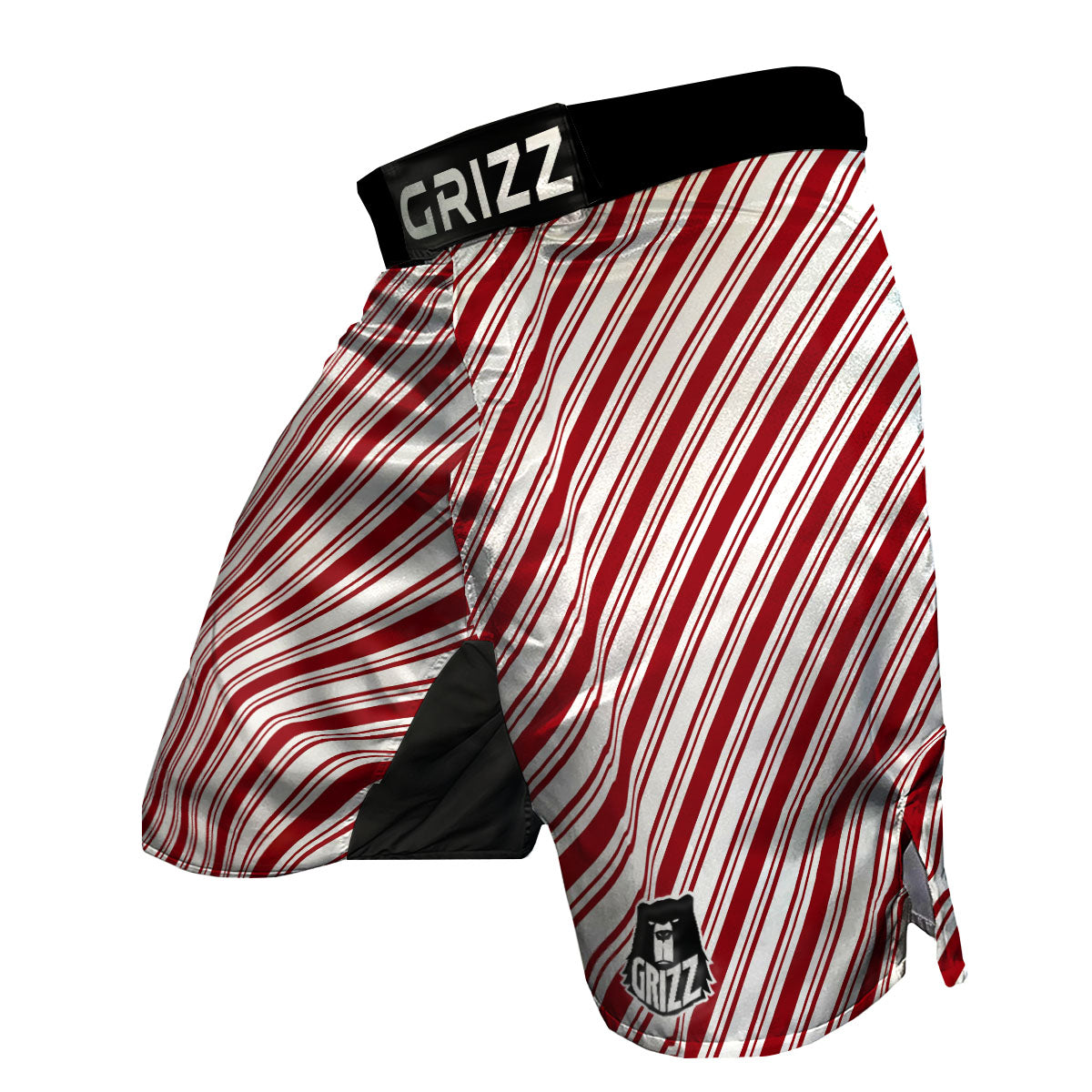 Stripes Xmas Candy Cane Print Pattern MMA Shorts-grizzshop