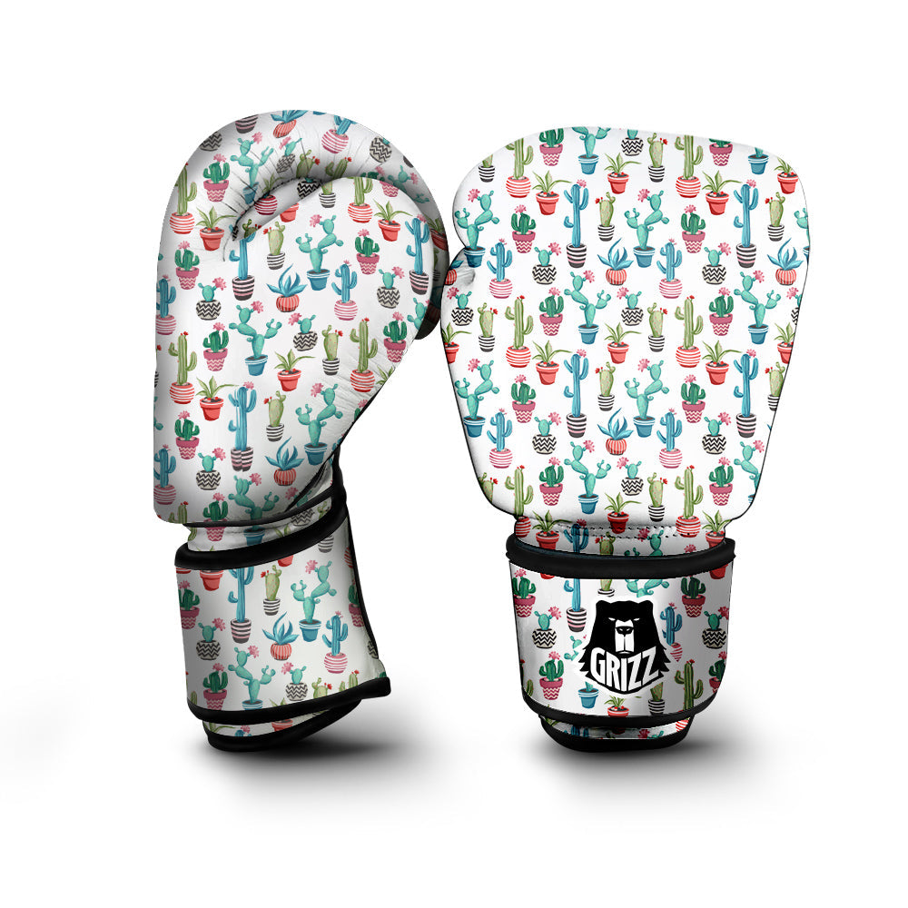 Succulent And Cute Cactus Print Boxing Gloves-grizzshop