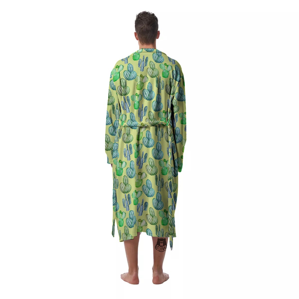 Succulent And Pastel Cactus Print Men's Robe-grizzshop