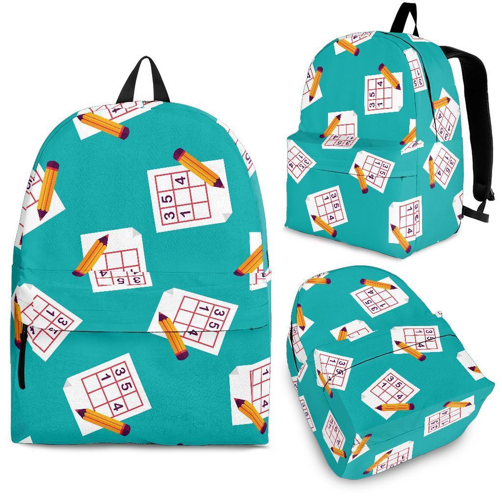 Sudoku Pattern Print Backpack-grizzshop