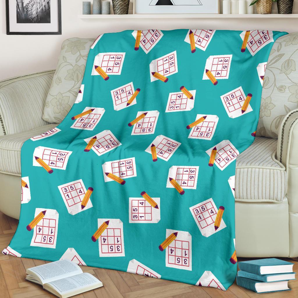 Sudoku Pattern Print Blanket-grizzshop