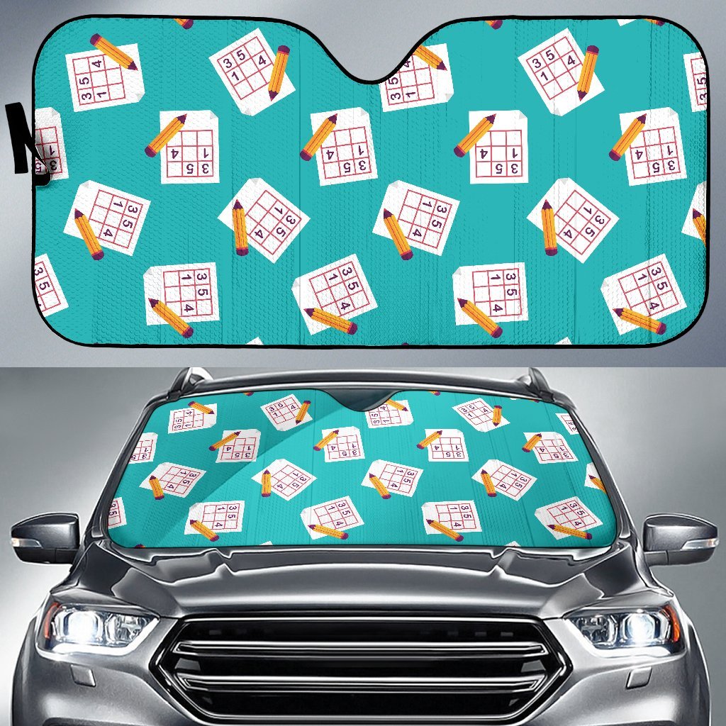 Sudoku Pattern Print Car Sun Shade-grizzshop