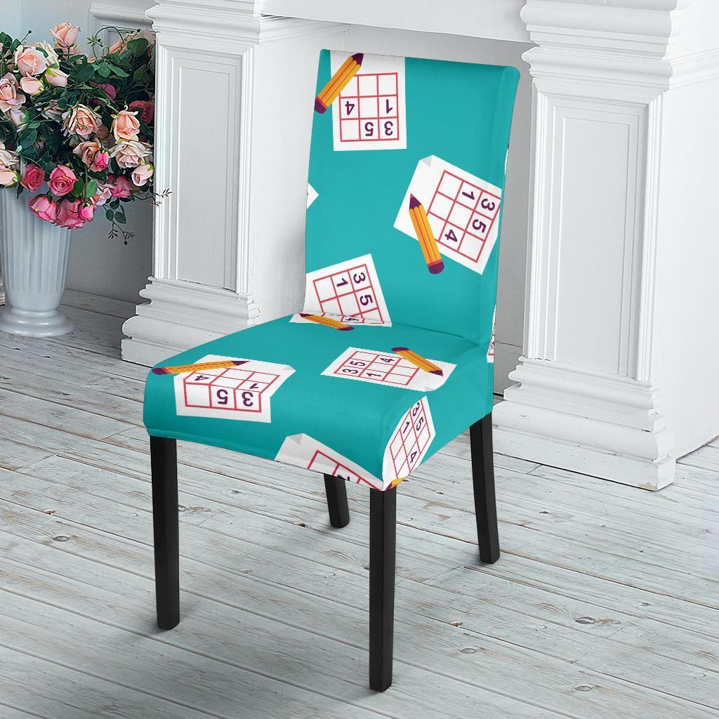 Sudoku Pattern Print Chair Cover-grizzshop