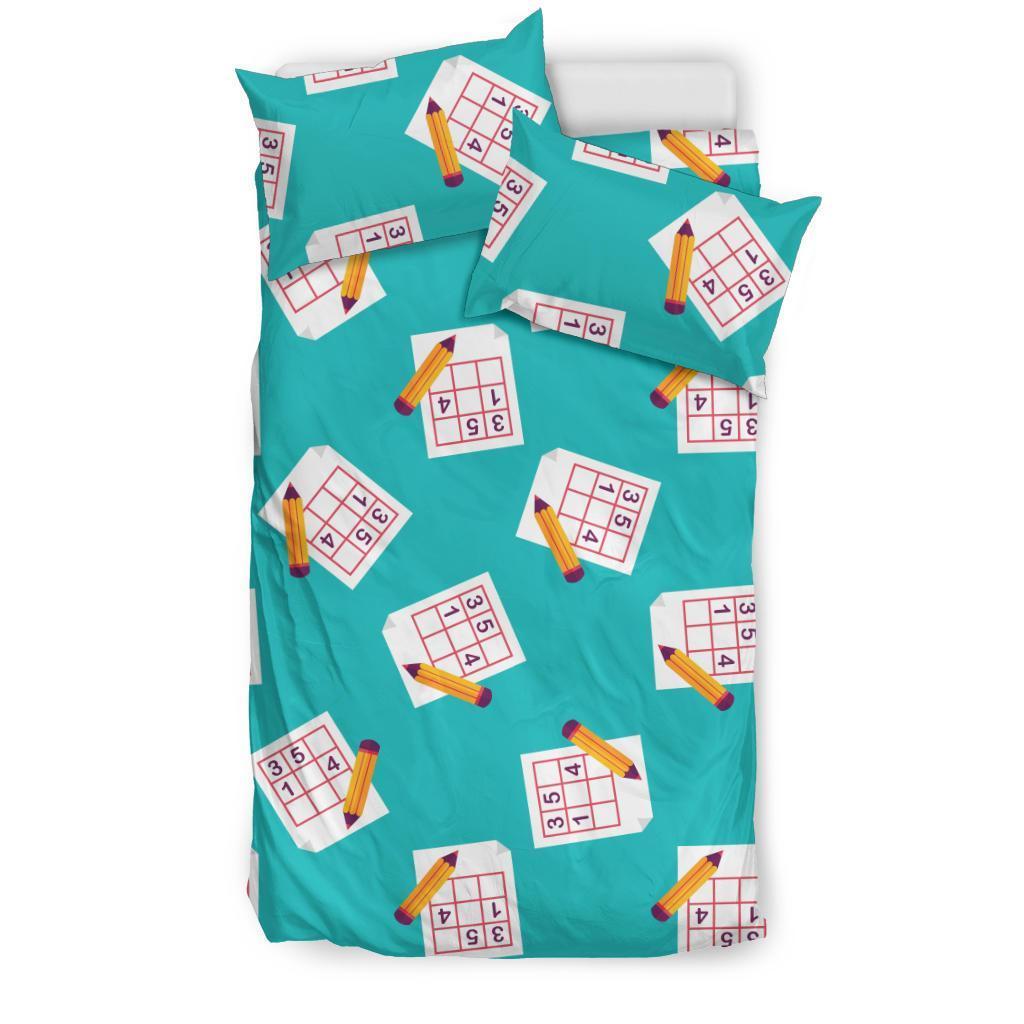 Sudoku Pattern Print Duvet Cover Bedding Set-grizzshop